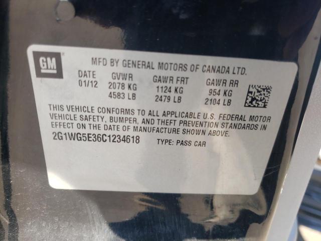 Photo 10 from auction – 2012 CHEVROLET IMPALA LT with VIN 2G1WG5E36C1234618