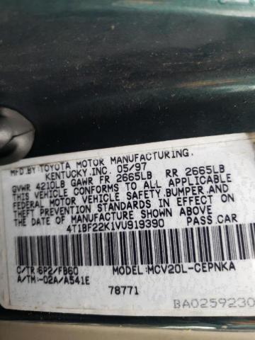 Photo 10 from auction – 1997 TOYOTA CAMRY CE with VIN 4T1BF22K1VU919390