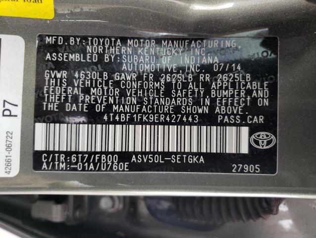 Photo 10 from auction – 2014 TOYOTA CAMRY L with VIN 4T4BF1FK9ER427443