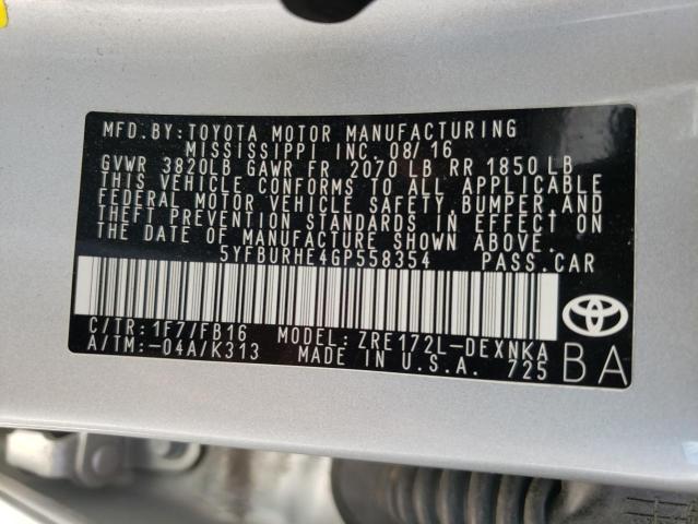 Photo 10 from auction – 2016 TOYOTA COROLLA L with VIN 5YFBURHE4GP558354