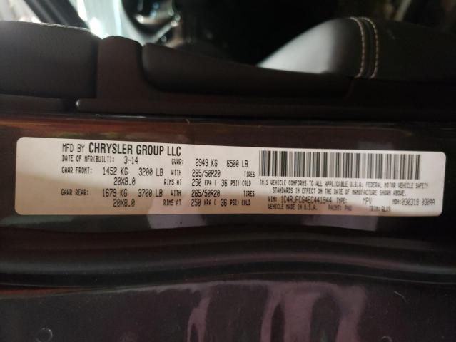 Photo 10 from auction – 2014 JEEP GRAND CHER with VIN 1C4RJFCG4EC441944