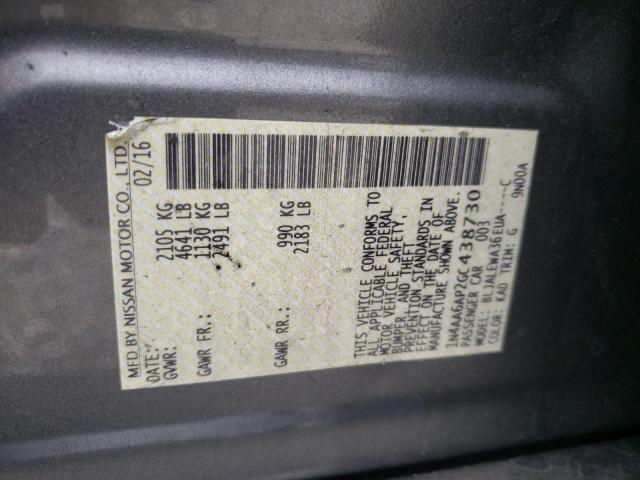 Photo 10 from auction – 2016 NISSAN MAXIMA 3.5 with VIN 1N4AA6AP2GC438730