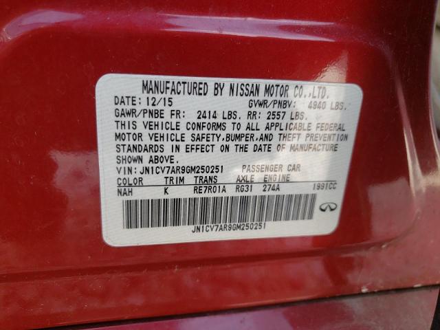 Photo 10 from auction – 2016 INFINITI Q50 BASE with VIN JN1CV7AR9GM250251