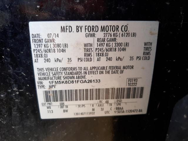 Photo 10 from auction – 2015 FORD EXPLORER X with VIN 1FM5K8D81FGA26133