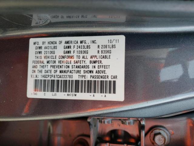 Photo 10 from auction – 2012 HONDA ACCORD EXL with VIN 1HGCP2F87CA033790