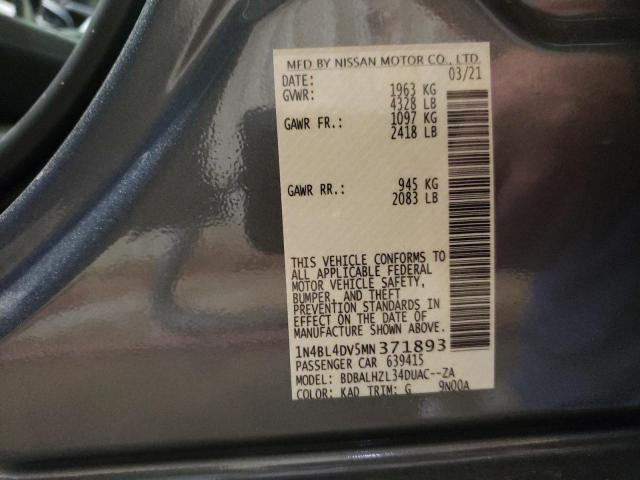 Photo 10 from auction – 2021 NISSAN ALTIMA SV with VIN 1N4BL4DV5MN371893