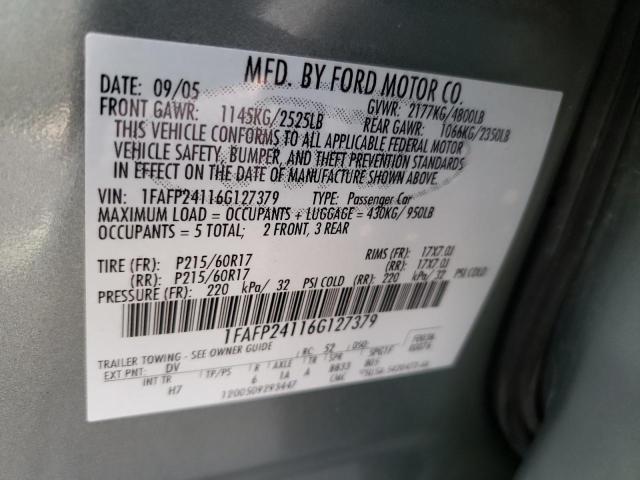 Photo 10 from auction – 2006 FORD FIVE HUNDR with VIN 1FAFP24116G127379