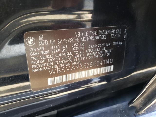 Photo 10 from auction – 2008 BMW M3 with VIN WBSVA93528E041140