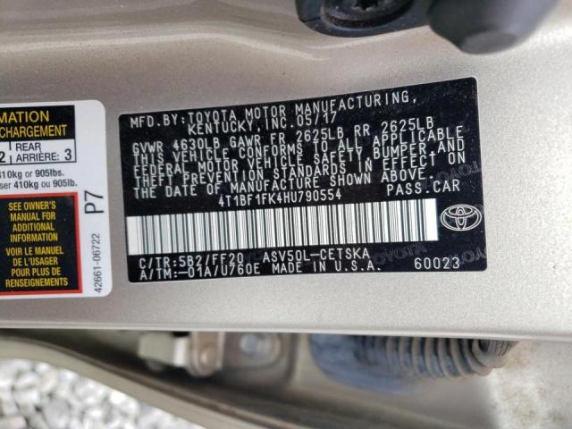 Photo 10 from auction – 2017 TOYOTA CAMRY LE with VIN 4T1BF1FK4HU790554