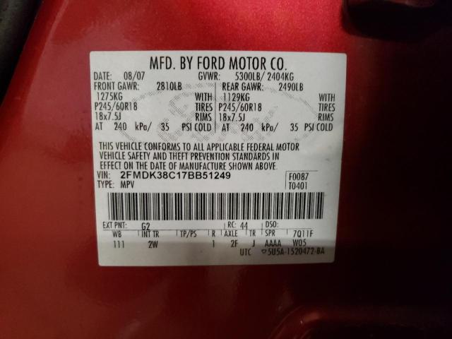 Photo 10 from auction – 2007 FORD EDGE SEL with VIN 2FMDK38C17BB51249