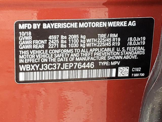 Photo 10 from auction – 2018 BMW X2 SDRIVE2 with VIN WBXYJ3C37JEP76446