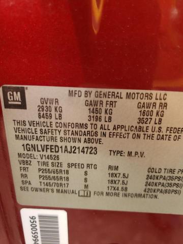 Photo 10 from auction – 2010 CHEVROLET TRAVERSE L with VIN 1GNLVFED1AJ214723