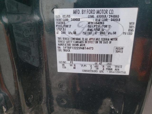 Photo 10 from auction – 2005 FORD F150 with VIN 1FTRF12225NB14473