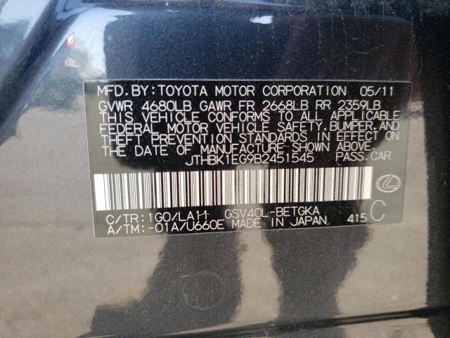 Photo 10 from auction – 2011 LEXUS ES 350 with VIN JTHBK1EG9B2451545