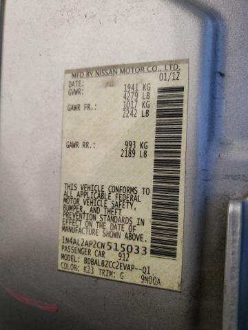 Photo 10 from auction – 2012 NISSAN ALTIMA BAS with VIN 1N4AL2AP2CN515033