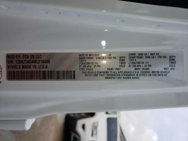 Photo 10 from auction – 2021 JEEP GLADIATOR with VIN 1C6HJTAG4ML516449