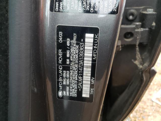 Photo 10 from auction – 2003 LAND ROVER RANGE ROVE with VIN SALMF11473A139363