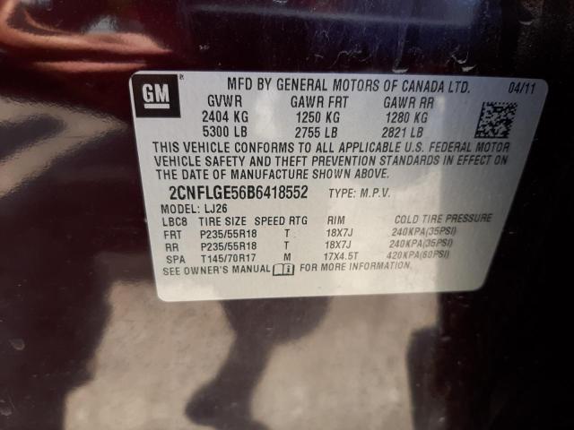 Photo 10 from auction – 2011 CHEVROLET EQUINOX LT with VIN 2CNFLGE56B6418552