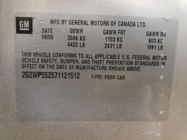 Photo 10 from auction – 2007 PONTIAC GRAND PRIX with VIN 2G2WP552571121512
