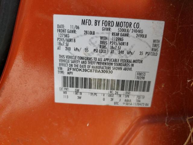 Фото 10 с аукциона – 2007 FORD EDGE SEL P с VIN 2FMDK39C87BA30930