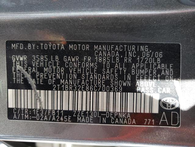 Photo 10 from auction – 2006 TOYOTA COROLLA CE with VIN 2T1BR32E86C700369