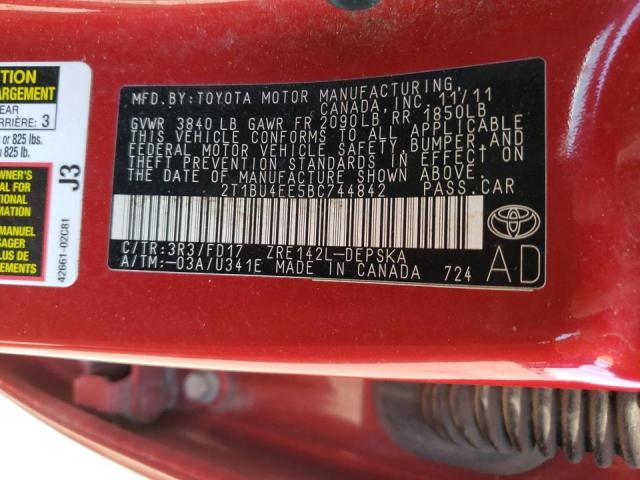 Photo 10 from auction – 2011 TOYOTA COROLLA with VIN 2T1BU4EE5BC744842