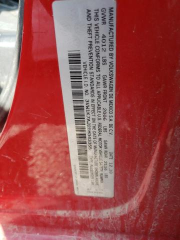 Photo 10 from auction – 2011 VOLKSWAGEN JETTA BASE with VIN 3VW1K7AJ2BM343355