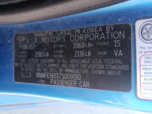 Photo 10 from auction – 2007 KIA SPECTRA5 S with VIN KNAFE161375009190