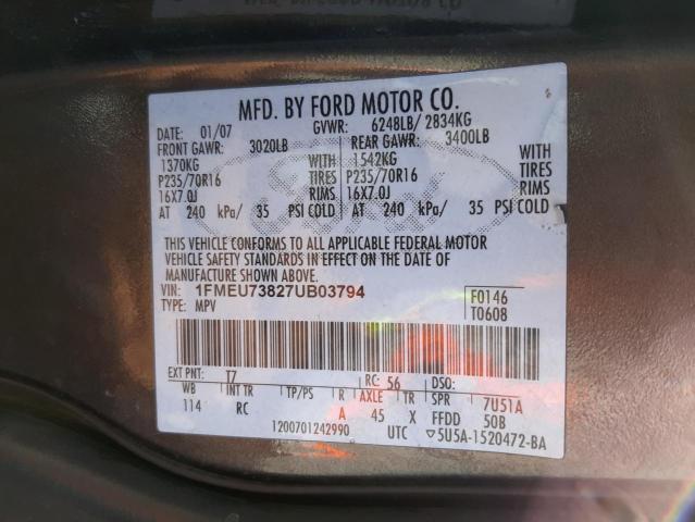 Photo 10 from auction – 2007 FORD EXPLORER X with VIN 1FMEU73827UB03794