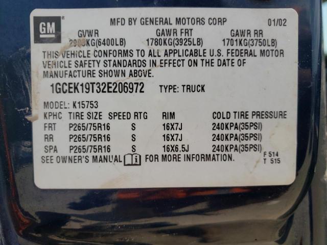Photo 10 from auction – 2002 CHEVROLET SILVERADO with VIN 1GCEK19T32E206972