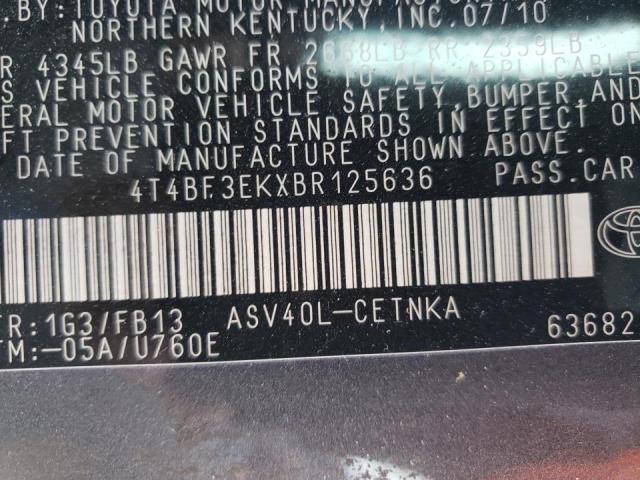 Photo 10 from auction – 2011 TOYOTA CAMRY BASE with VIN 4T4BF3EKXBR125636