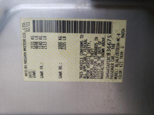 Photo 10 from auction – 2011 NISSAN MAXIMA S with VIN 1N4AA5AP1BC836675