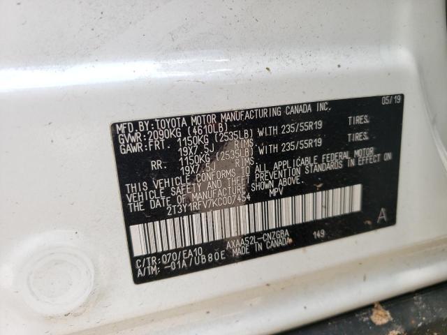 Photo 10 from auction – 2019 TOYOTA RAV4 LIMIT with VIN 2T3Y1RFV7KC007454