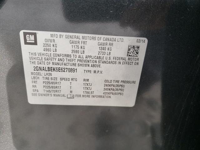 Photo 10 from auction – 2014 CHEVROLET EQUINOX LT with VIN 2GNALBEK6E6270891