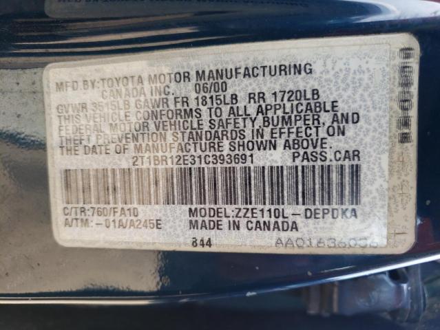 Photo 10 from auction – 2001 TOYOTA COROLLA CE with VIN 2T1BR12E31C393691