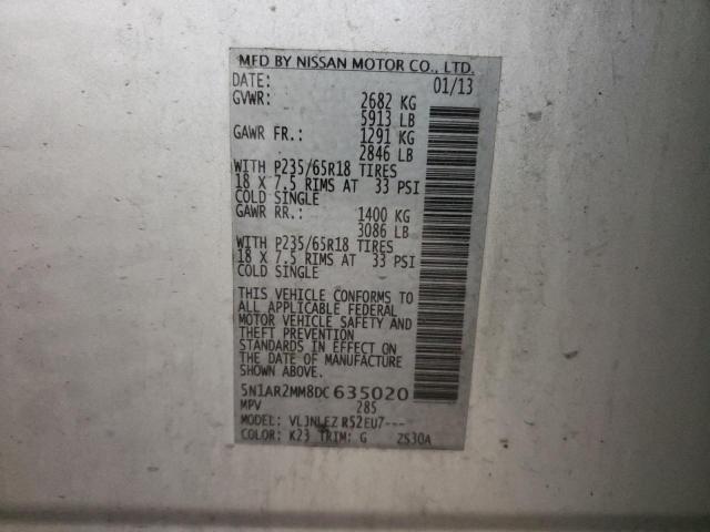 Photo 10 from auction – 2013 NISSAN PATHFINDER with VIN 5N1AR2MM8DC635020