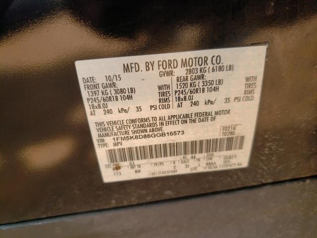 Photo 10 from auction – 2016 FORD EXPLORER X with VIN 1FM5K8D86GGB16573