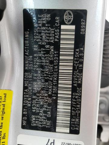 Photo 10 from auction – 2014 TOYOTA CAMRY L with VIN 4T1BF1FK6EU415311