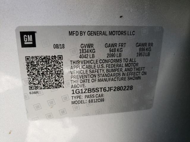 Photo 10 from auction – 2018 CHEVROLET MALIBU LS with VIN 1G1ZB5ST6JF280228