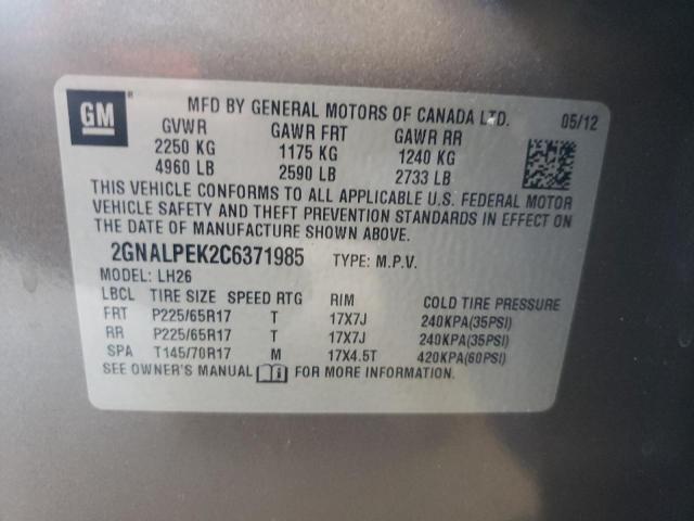 Photo 10 from auction – 2012 CHEVROLET EQUINOX LT with VIN 2GNALPEK2C6371985