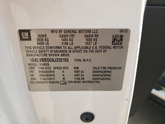 Photo 10 from auction – 2010 GMC ACADIA SLT with VIN 1GKLVMED0AJ232163