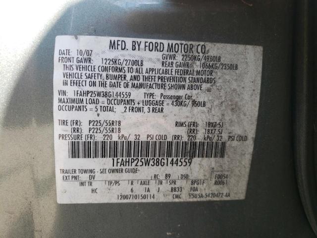 Photo 10 from auction – 2008 FORD TAURUS LIM with VIN 1FAHP25W38G144559