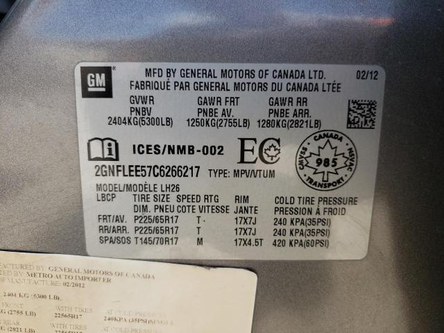 Photo 10 from auction – 2012 CHEVROLET EQUINOX LT with VIN 2GNFLEE57C6266217