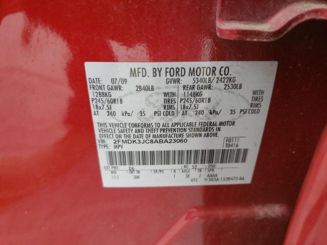 Photo 10 from auction – 2010 FORD EDGE SEL with VIN 2FMDK3JC8ABA23060