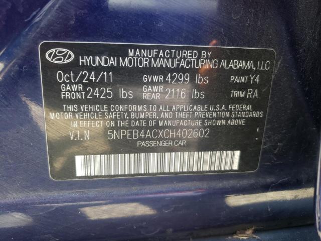 Photo 10 from auction – 2012 HYUNDAI SONATA GLS with VIN 5NPEB4ACXCH402602