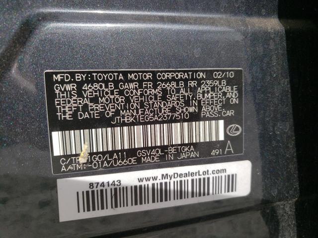 Photo 10 from auction – 2010 LEXUS ES 350 with VIN JTHBK1EG5A2377510