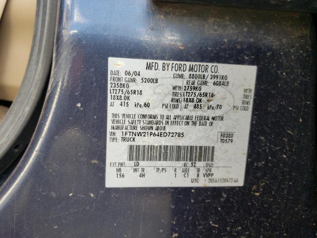 Photo 10 from auction – 2004 FORD F250 SUPER with VIN 1FTNW21P64ED72785