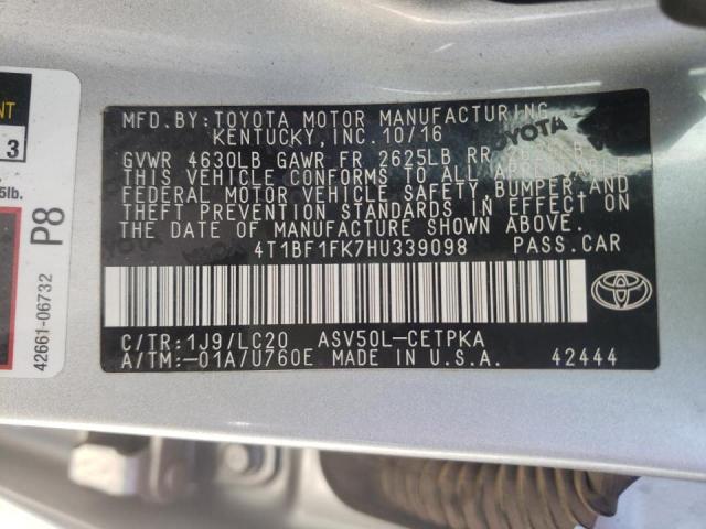Photo 10 from auction – 2017 TOYOTA CAMRY LE with VIN 4T1BF1FK7HU339098