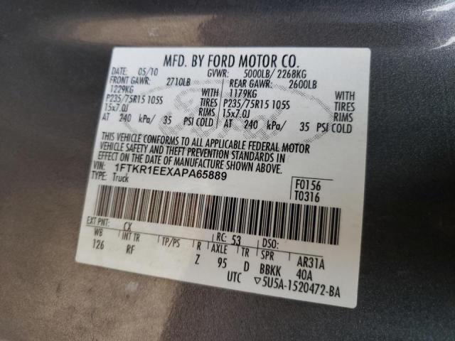 Photo 10 from auction – 2010 FORD RANGER SUP with VIN 1FTKR1EEXAPA65889