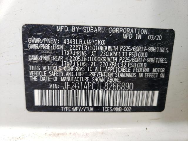 Photo 10 from auction – 2020 SUBARU CROSSTREK with VIN JF2GTAPC1L8266890